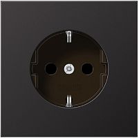 Розетка с заземлением без рамки Jung LS990 metal 1-м. шторки алюминий темный картинка